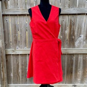 J crew Red wrap dress size LG